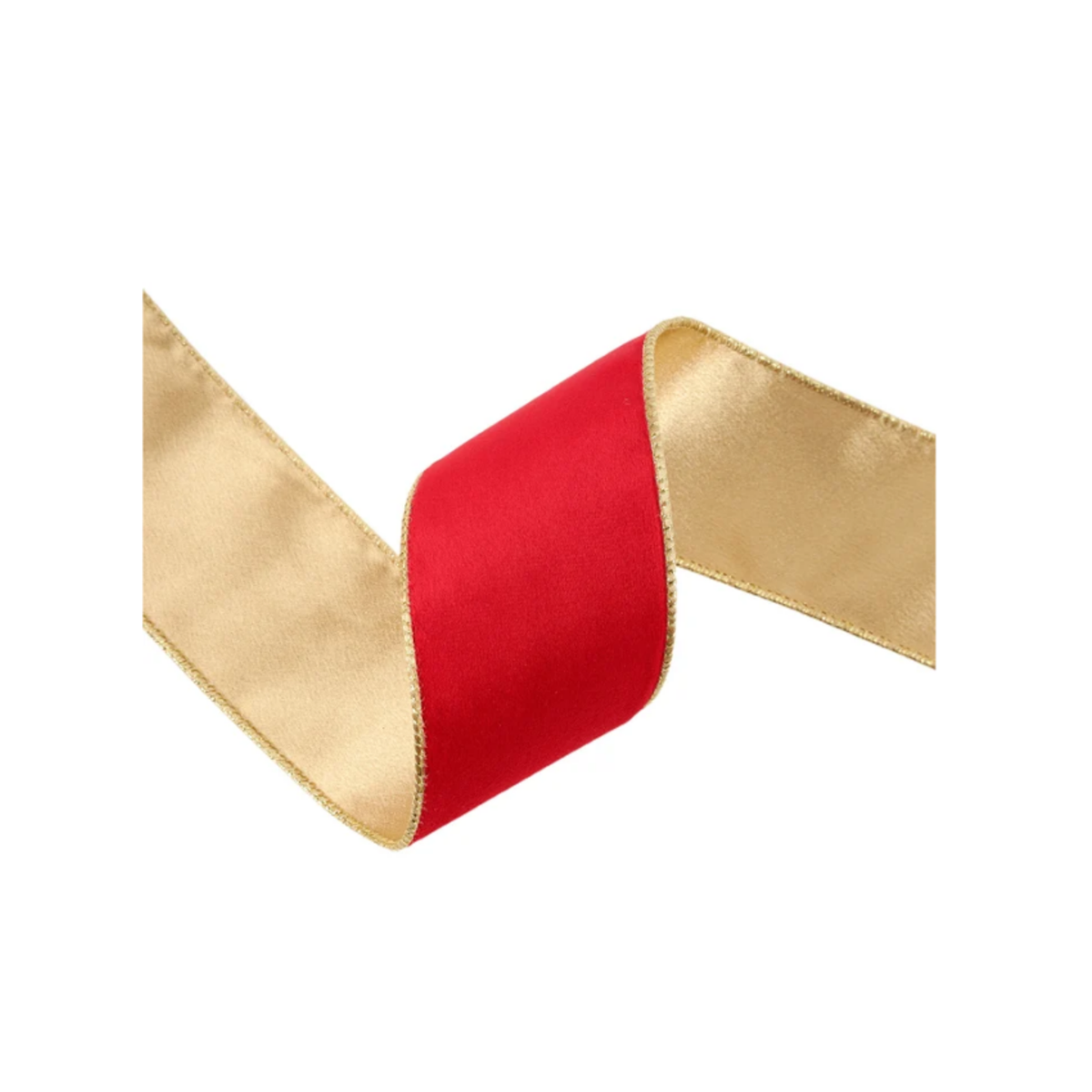 Reversible Red Gold Wired Ribbon  – 2.5" x 10 Yards,  Holiday Wreath Ribbon