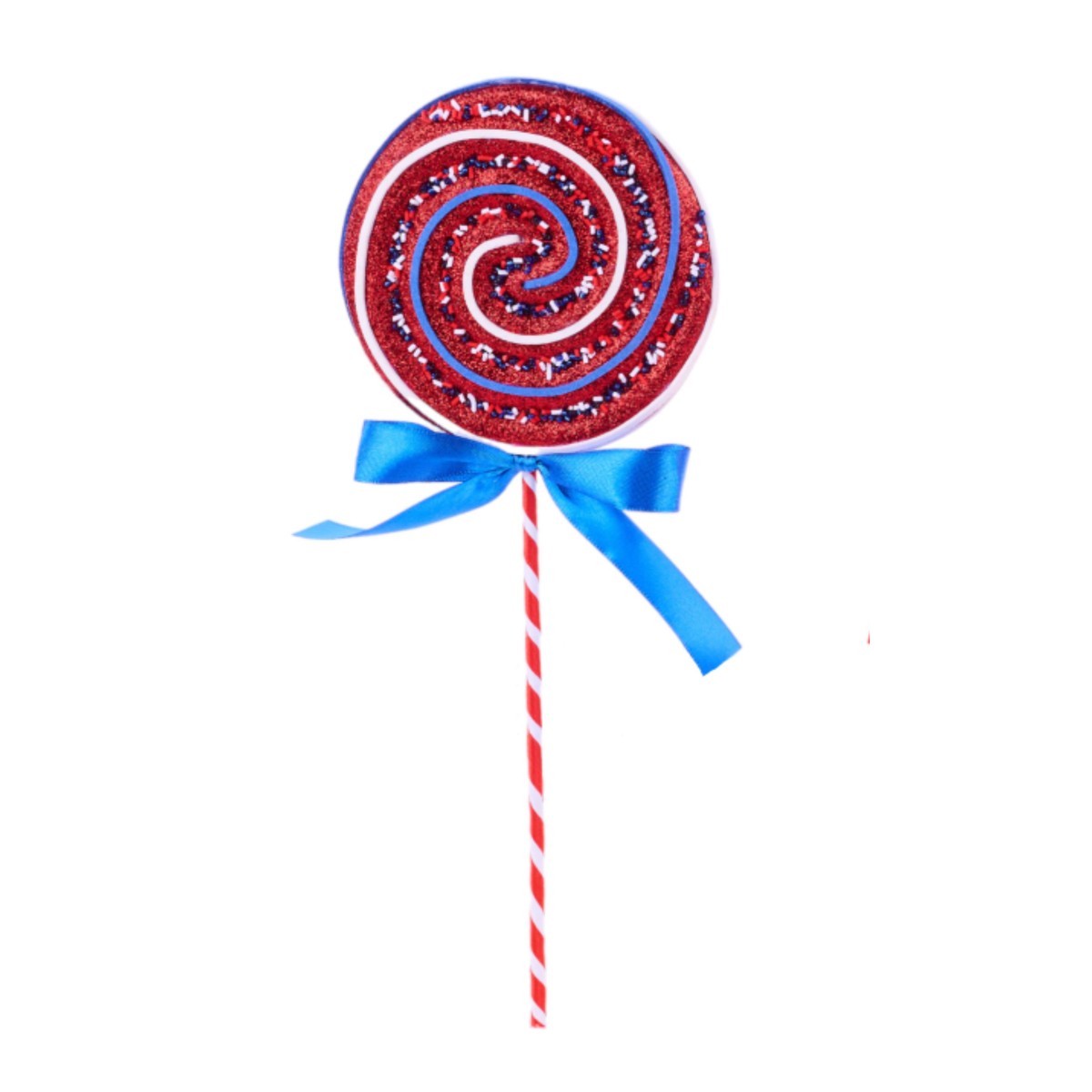 13.75" Red Glitter Patriotic Lollipop Pic| Holiday Patriotic Spray | DIY Decor Wreath Embellishment | Wreath Supplies