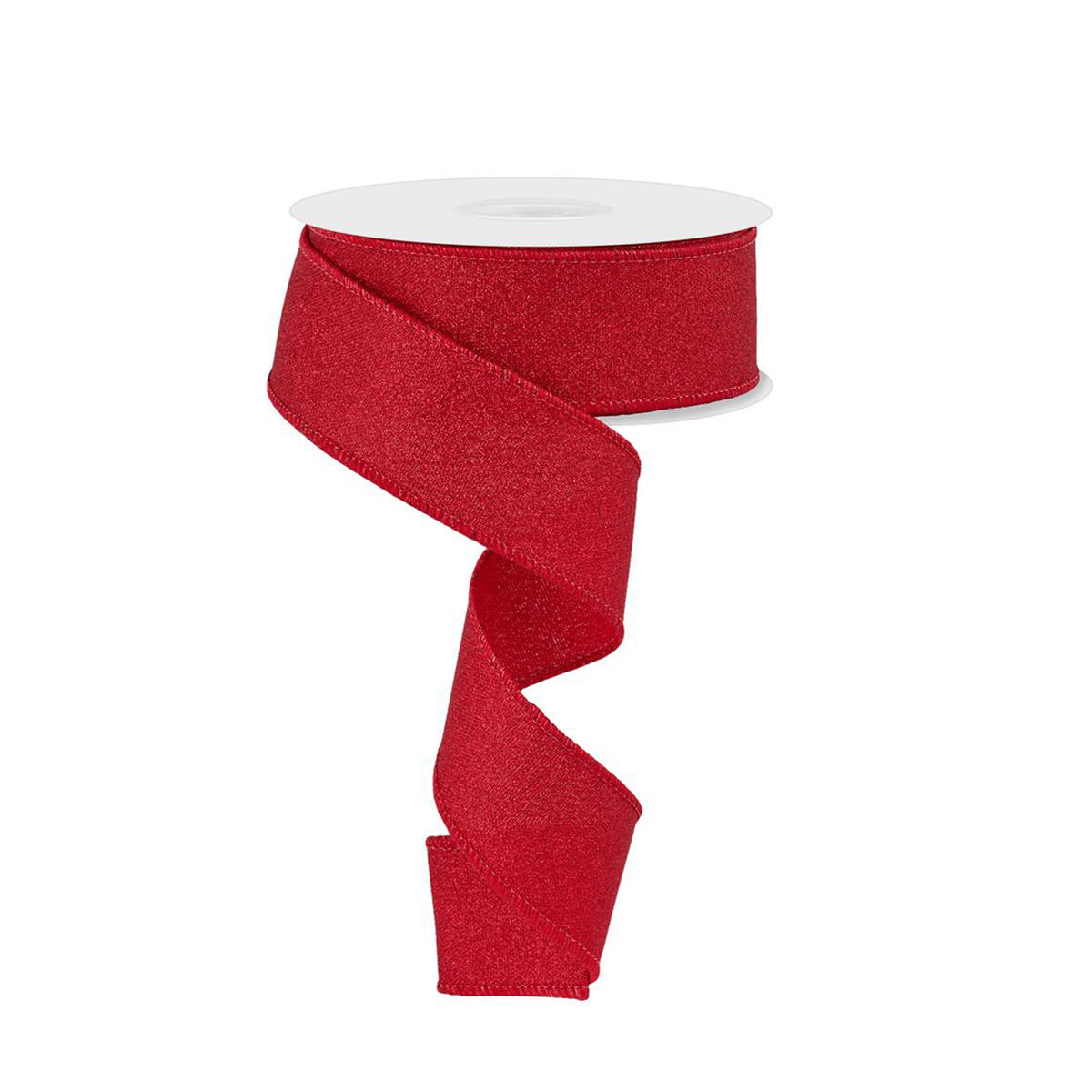 Red Fine Glitter On Faux Royal Burlap Wired Ribbon 1.5" x 10 Yards, Wreath Ribbon, Craft Supplies