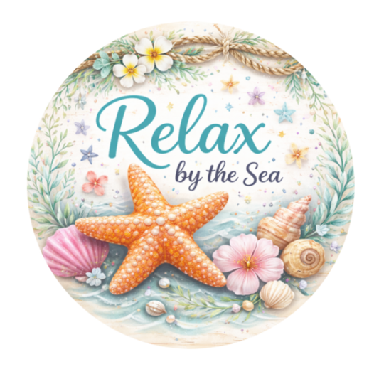 Relax By The Sea 10" Wreath Sign, Home Decor, The Ritzy Cactus