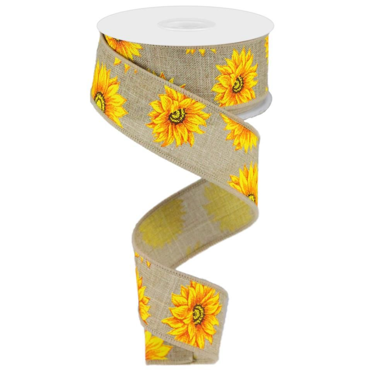Multi Sunflower Royal Burlap Wired Ribbon  – 1.5" x 10 Yards, Wreath Ribbon, Craft Supplies, The Ritzy Cactus