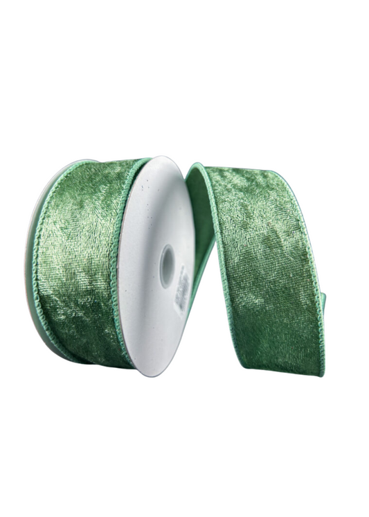 Sage Green Soft Velvet Ribbon – 1.5" x 10 Yards, Holiday Wreath Ribbon, Craft Supplies, Christmas Ribbon, Spring Ribbon