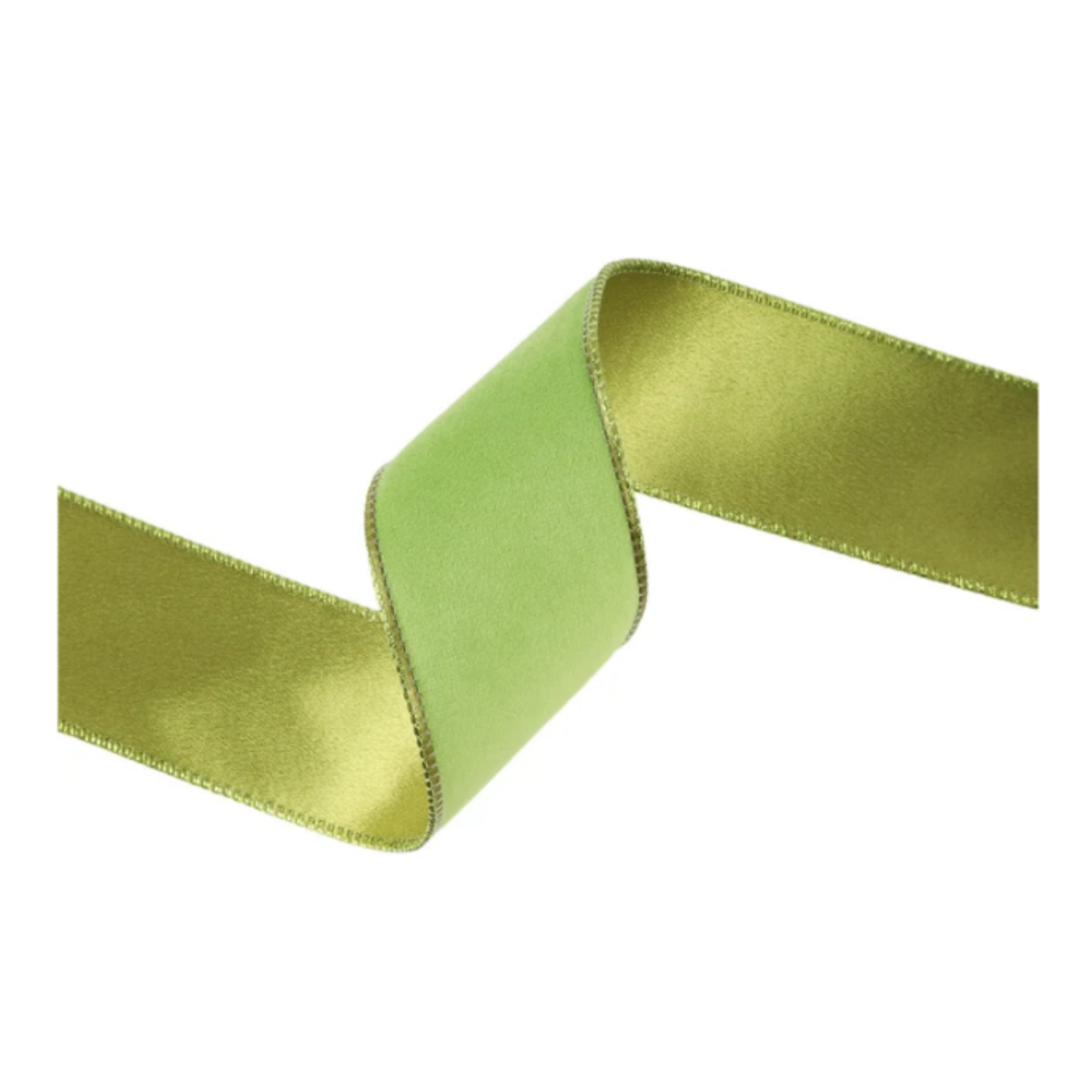 Reversible Lime Shimmer Wired Ribbon  – 2.5" x 10 Yards,  Holiday Wreath Ribbon