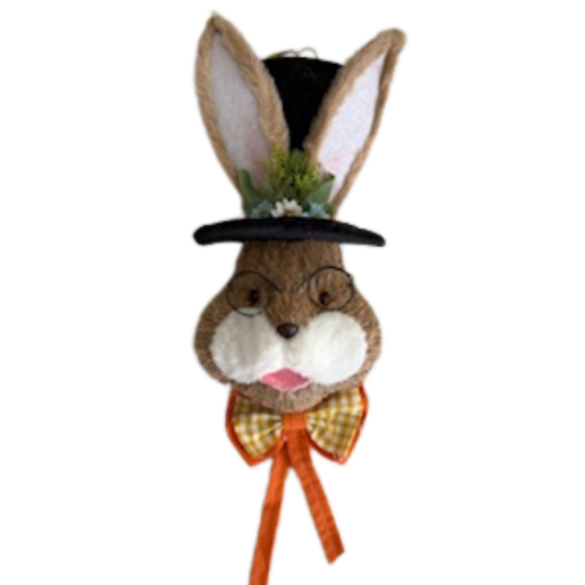 Sisal Bunny Head with Bow Wreath Attachment, Easter Wreath Supplies, DIY Craft Supplies, Wreath Making