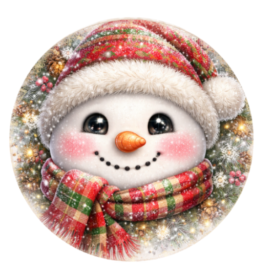 Snowman Face Winter 10 inch Sign, Metal Wreath Sign, Home Decor, The Ritzy Cactus