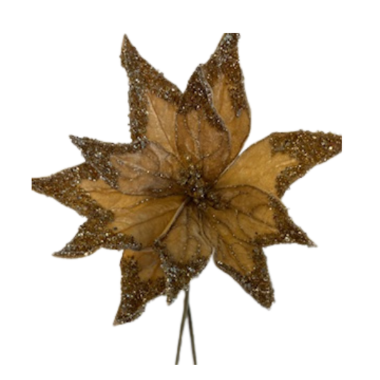 Velvet Sequin Edge Poinsettia Taupe Gold, Stem Embellishment, Holiday Spray,  DIY Wreath Supply, The Ritzy Cactus