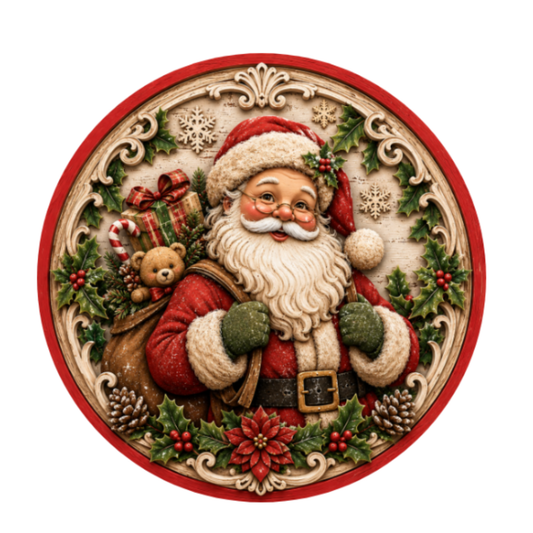 Vintage Santa 10" Wreath Sign, Home Decor, The Ritzy Cactus