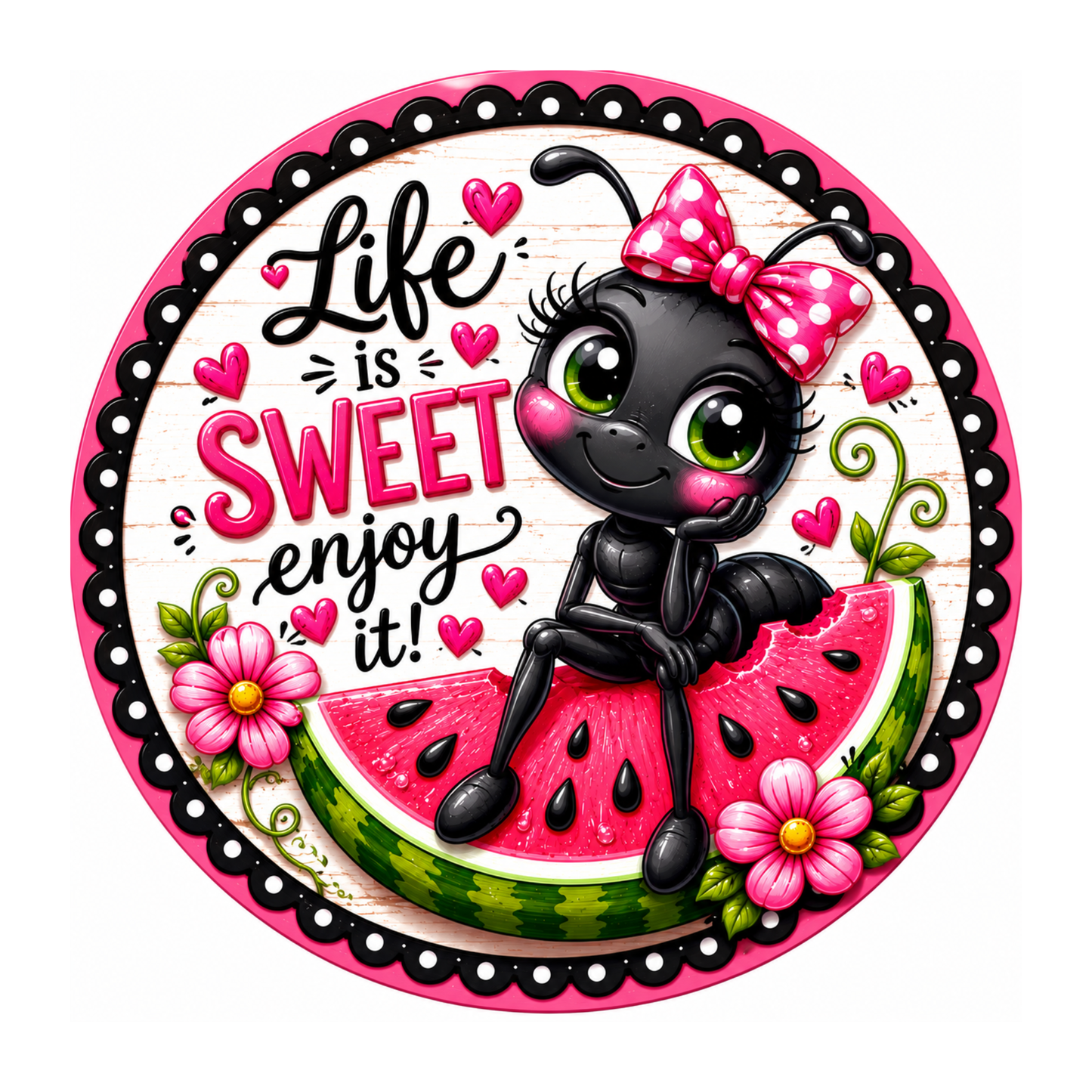 Watermelon Ant 10" Wreath Sign, Home Decor, The Ritzy Cactus