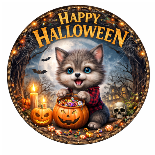 Werewolf Halloween 10 inch Wreath Sign, Home Decor, The Ritzy Cactus