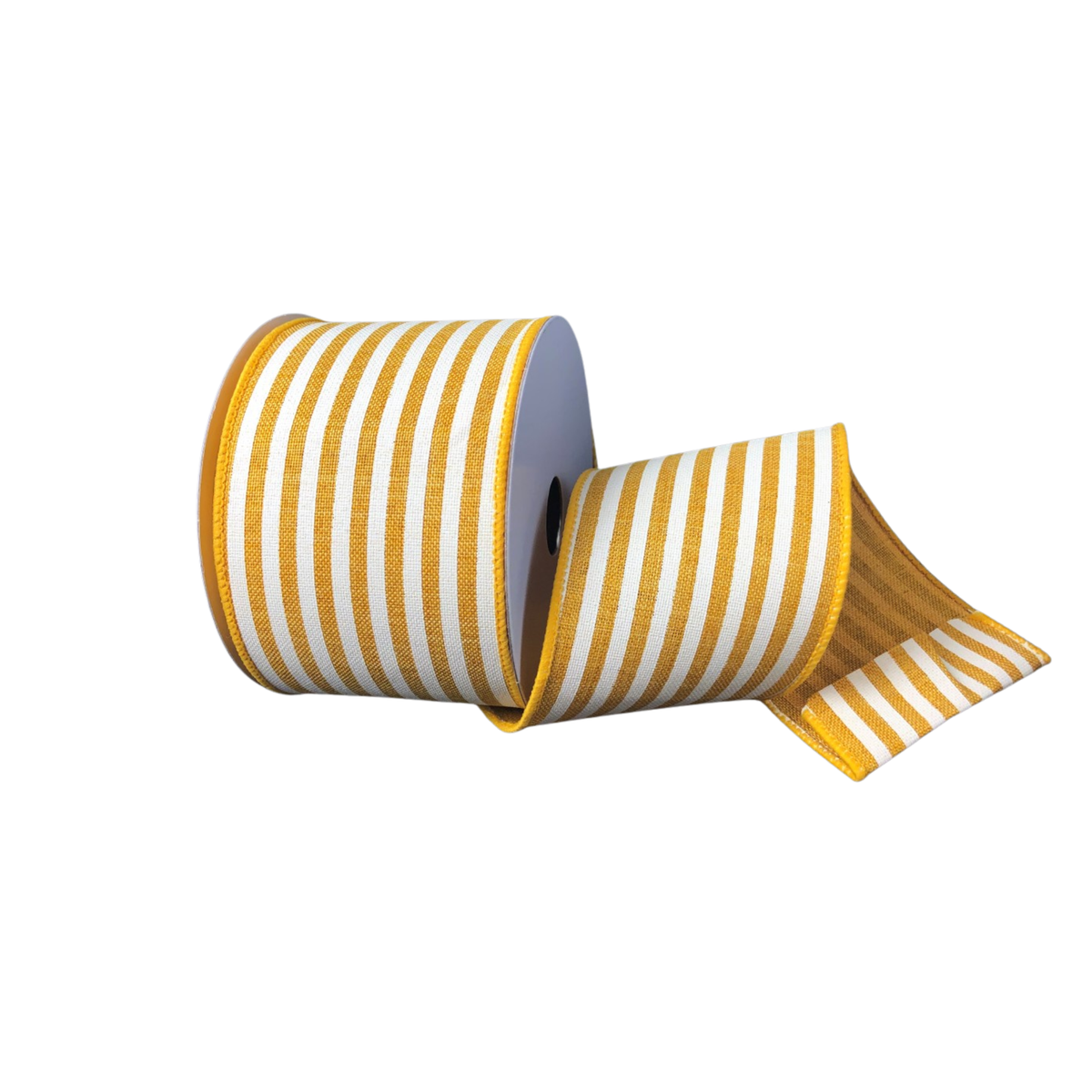 Sunflower Ivory Linen Cabana Stripe Wired Ribbon  – 2.5" x 10 Yards, Wreath Ribbon