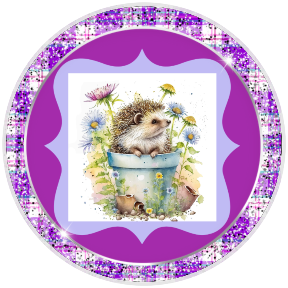 10” Hedgehog Plaid Wreath Sign, Home Decor, Aluminum, The Ritzy Cactus