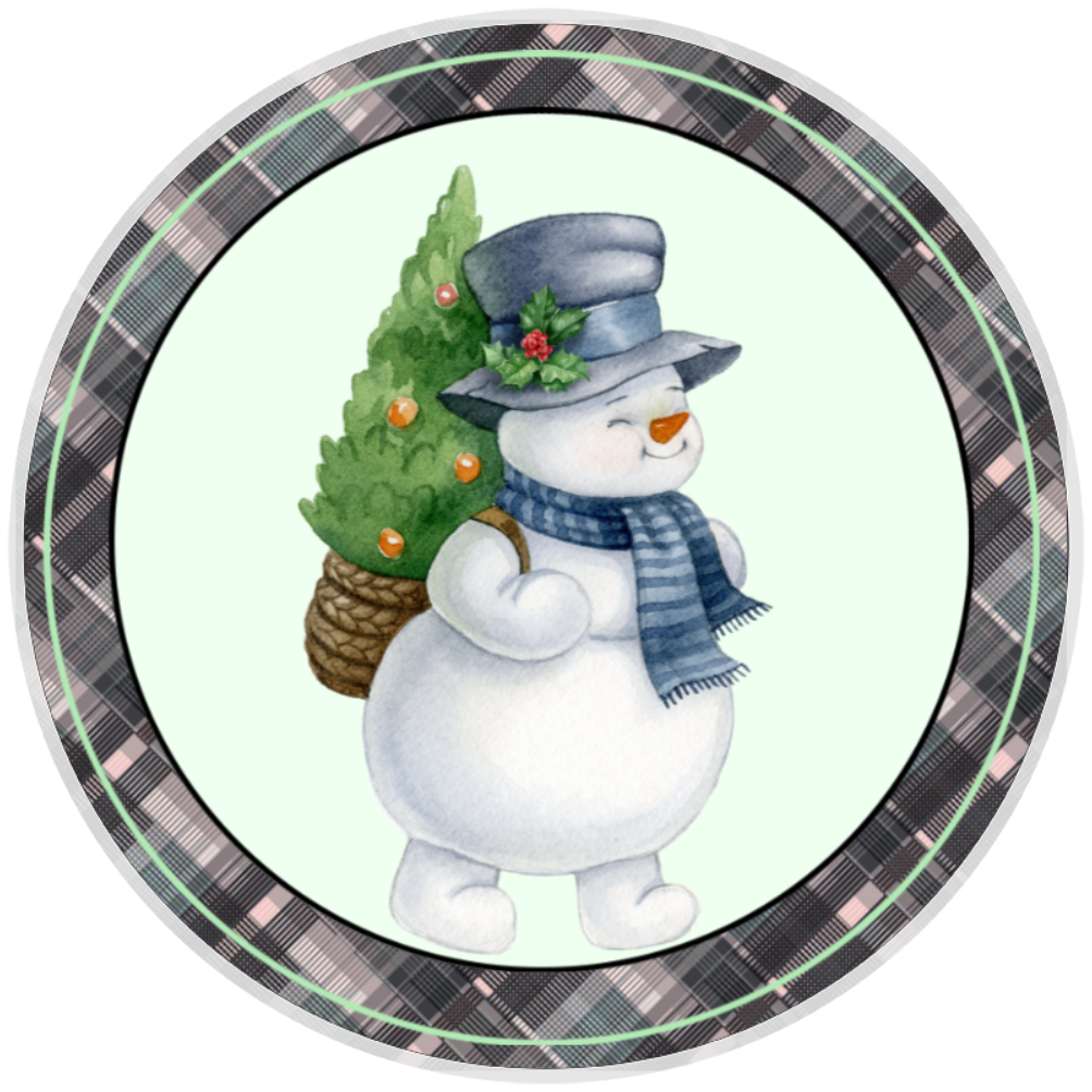 10”  Christmas Tree Snowman Wreath Sign, Home Decor, Aluminum, The Ritzy Cactus