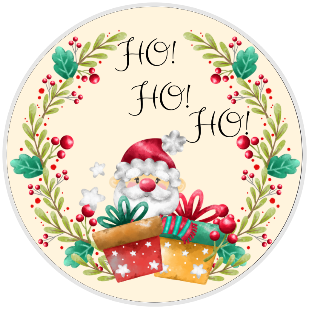 10” Christmas Santa Ho Ho Ho Wreath Sign, Home Decor, Aluminum, The Ritzy Cactus