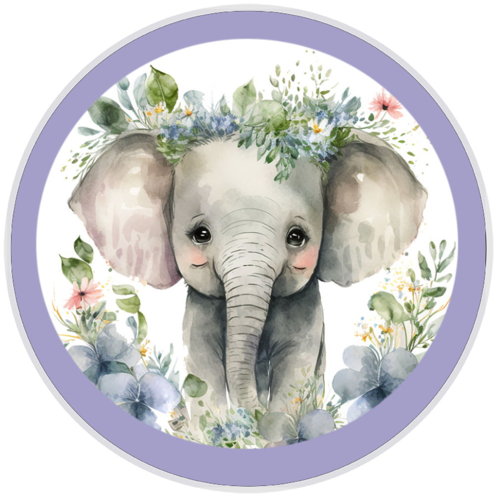 10” Elephant Floral Wreath Sign, Home Decor, Aluminum, The Ritzy Cactus