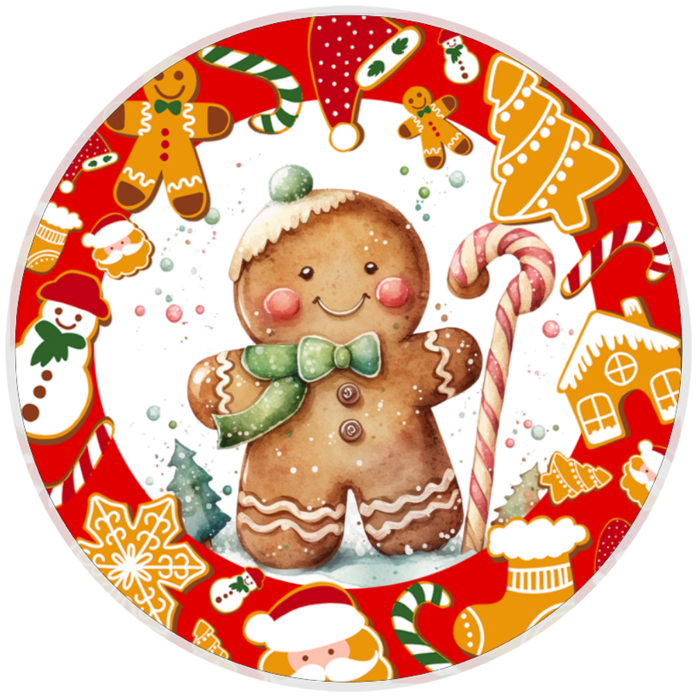 10” Christmas Gingerbread Cookie Wreath Sign, Home Decor, Aluminum, The Ritzy Cactus