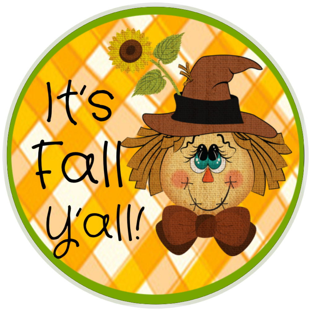 10” It’s Fall Y’all Scarecrow Wreath Sign, Home Decor, Aluminum, The Ritzy Cactus