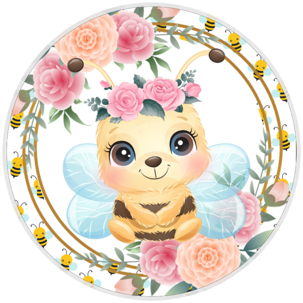 10” Bee Floral Wreath Sign, Home Decor, Aluminum, The Ritzy Cactus