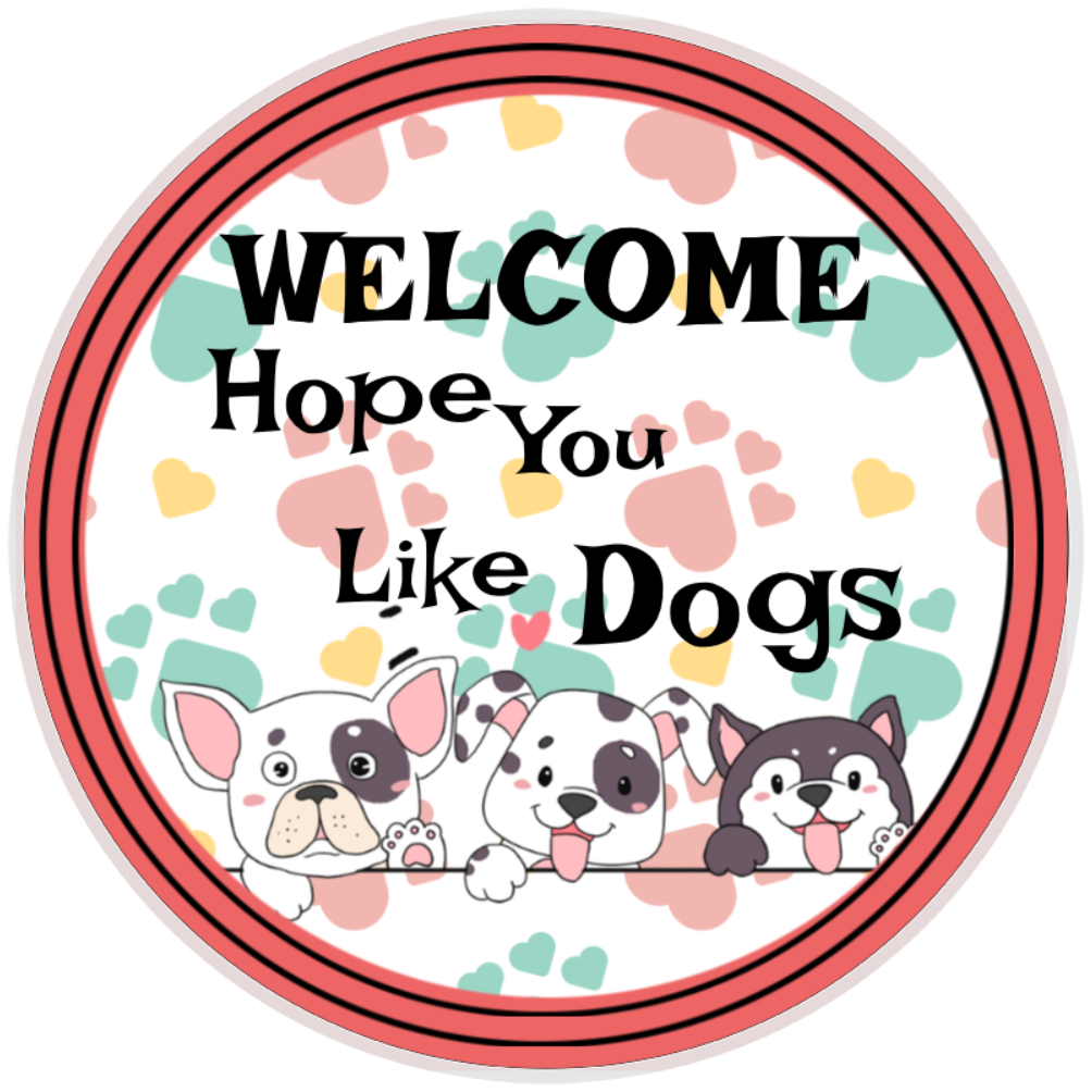 10” Dog Welcome Sign, Home Decor, Aluminum, The Ritzy Cactus