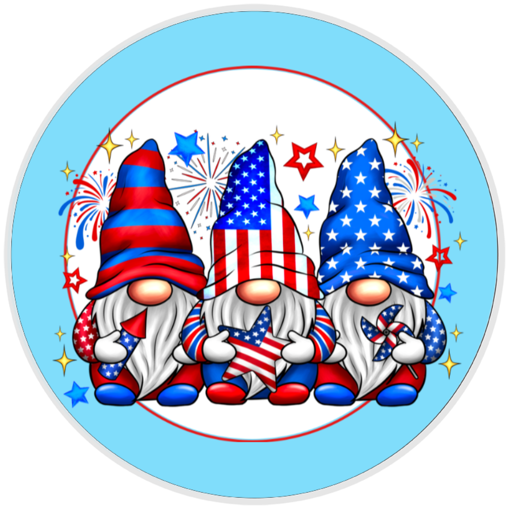 10” Patriotic 4th of July Gnome Wreath  Sign, Home Decor, Aluminum, The Ritzy Cactus
